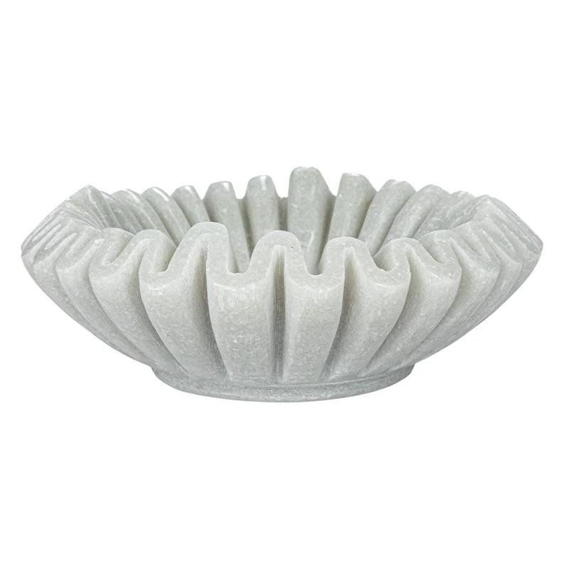 Hello Honey® 7" White Round Marble Pleated Dish