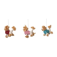 Hello Honey® Handmade Wool Felt Poodle Ornaments with Polka Dot Sweaters Set