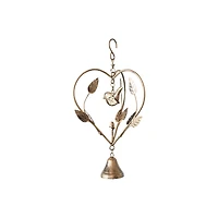 Hello Honey® 13.75" Gold Hanging Metal Heart Shaped Décor with Bird
