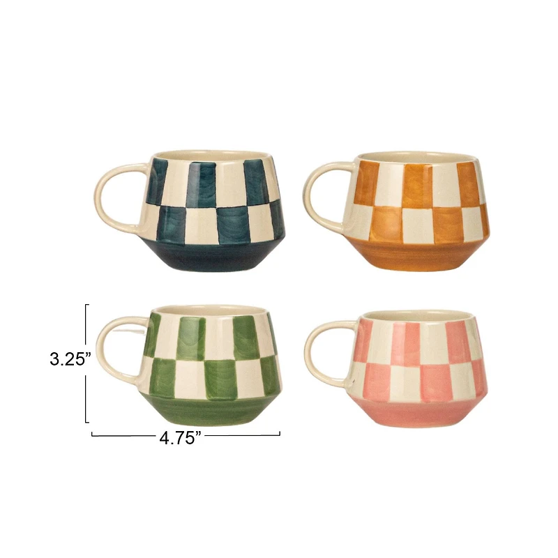 Hello Honey® 10oz. Checkered Stoneware Mug, 4ct.