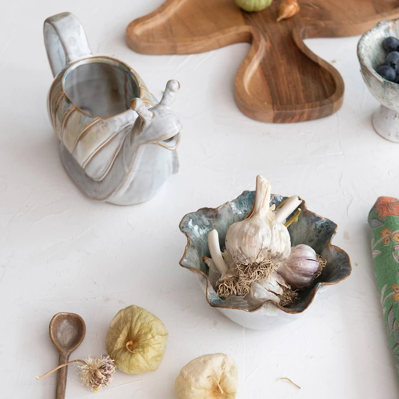 Hello Honey® 5.75" Blue Round Bowl with Speckled Design and Scalloped Edge