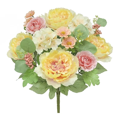 21" Yellow & Pink Peony Mix Deluxe Bush by Ashland®