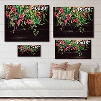 Designart - Floral Tropical Leaves Om Black - Farmhouse Print on Natural Pine Wood