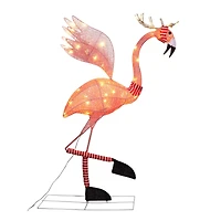 Haute Decor 3.5ft. LED Lighted Reindeer Flamingo