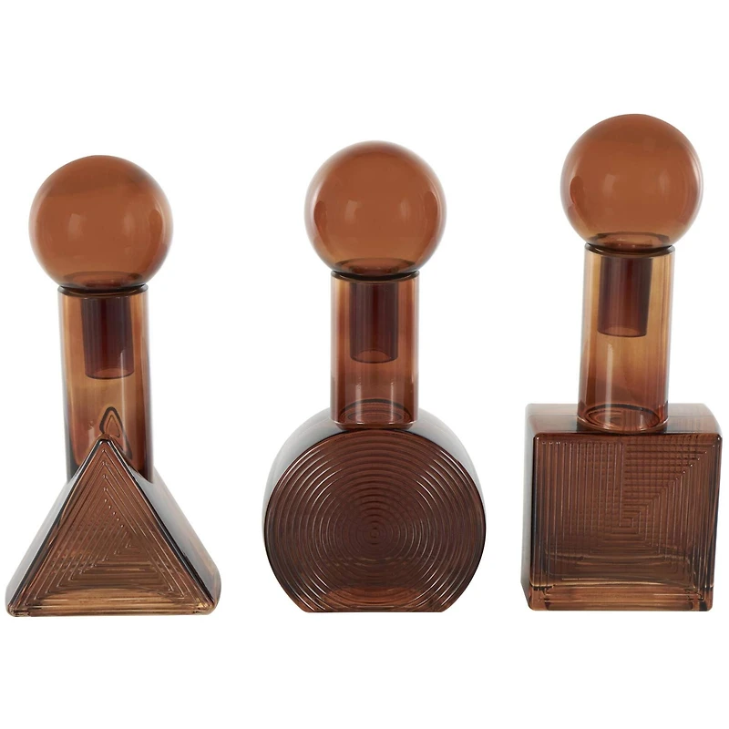 Amber Geometric Decorative Jar Set