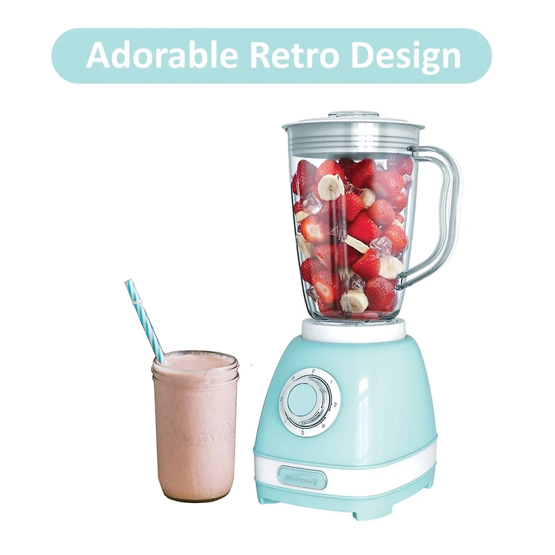 Brentwood 2 Speed Retro Blender with 50oz. Plastic Jar