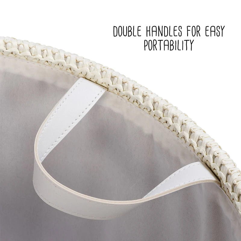 Honey Can Do Green & Beige Small Nesting Paper Straw Baskets with Handles Set