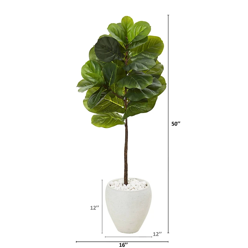 4ft. Fiddle Leaf Tree in White Planter