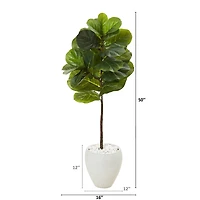 4ft. Fiddle Leaf Tree in White Planter
