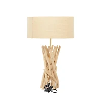 24" Natural Beige Wood Rustic Table Lamp