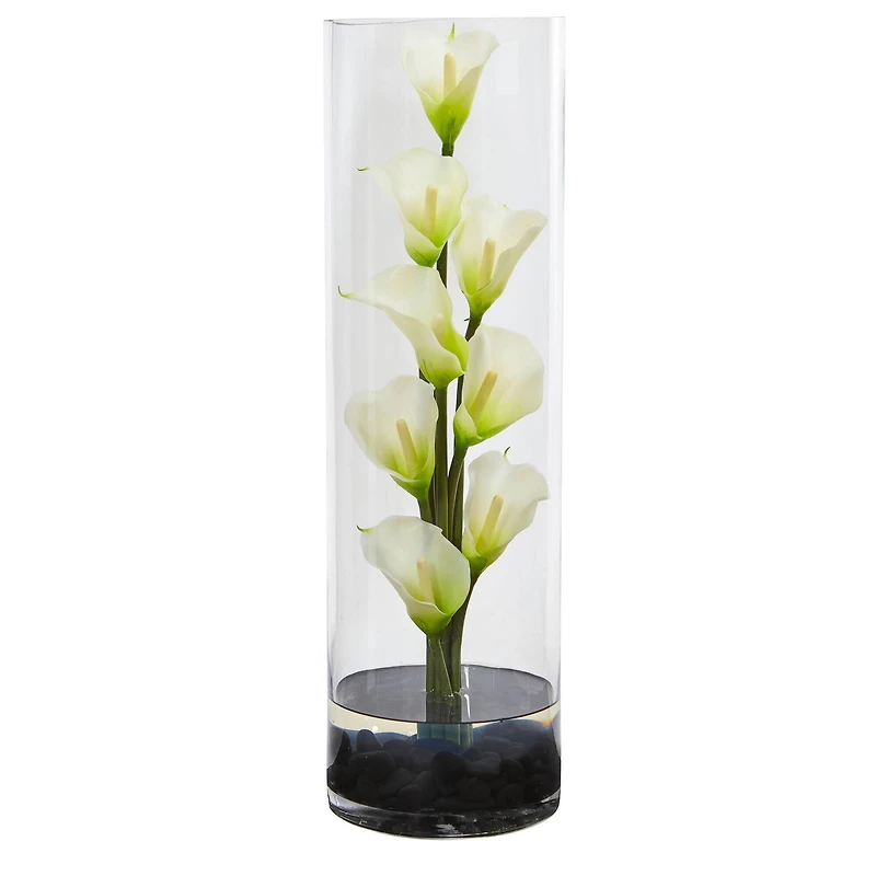 20" Calla Lily Arrangement in Cylinder Glass Vase