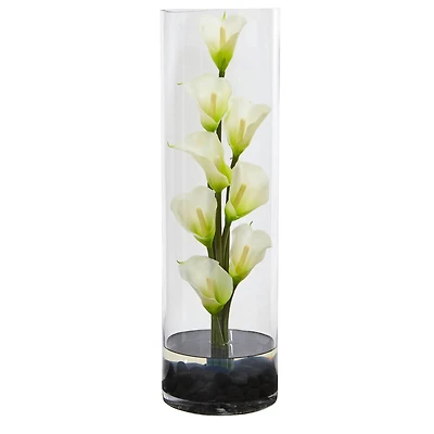 20" Calla Lily Arrangement in Cylinder Glass Vase