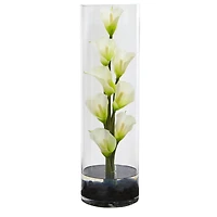 20" Calla Lily Arrangement in Cylinder Glass Vase
