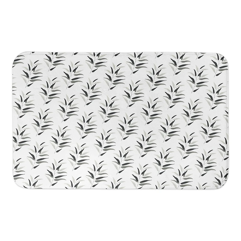 Dark Leaf Pattern 34" x 21" Bath Mat