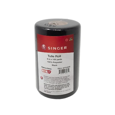 SINGER® Black Tulle Fabric Roll, 6" x 100yd.