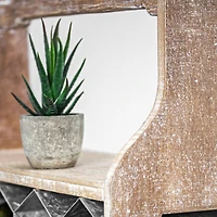 20" Rustic Wood & Metal Wine Rack with Handle