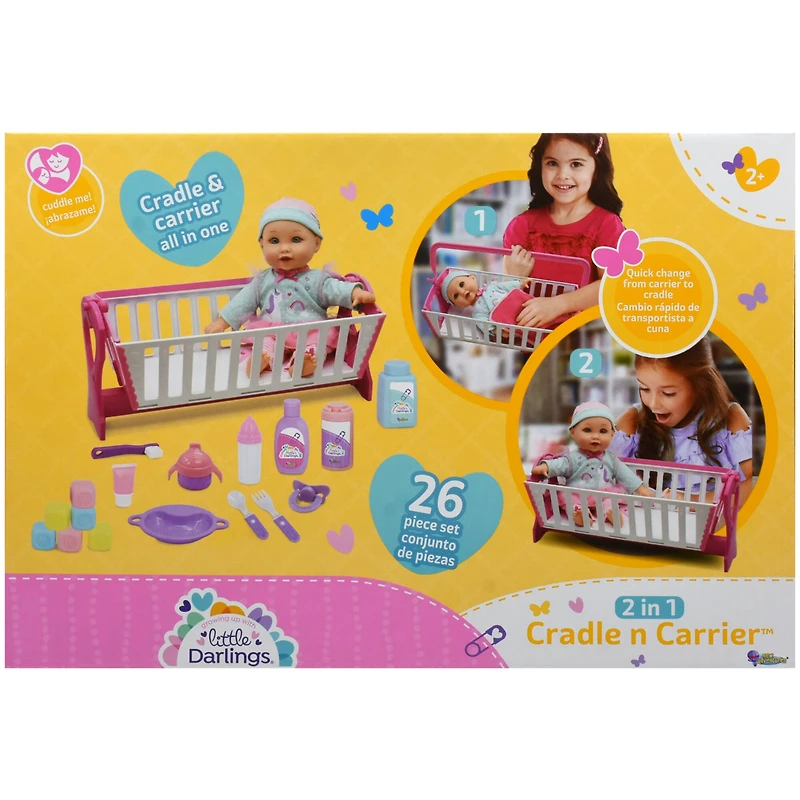Little Darlings 2 In 1 Cradle N Carrier With 12" Doll