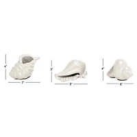 White Porcelain Coastal Seashell Sculpture Set