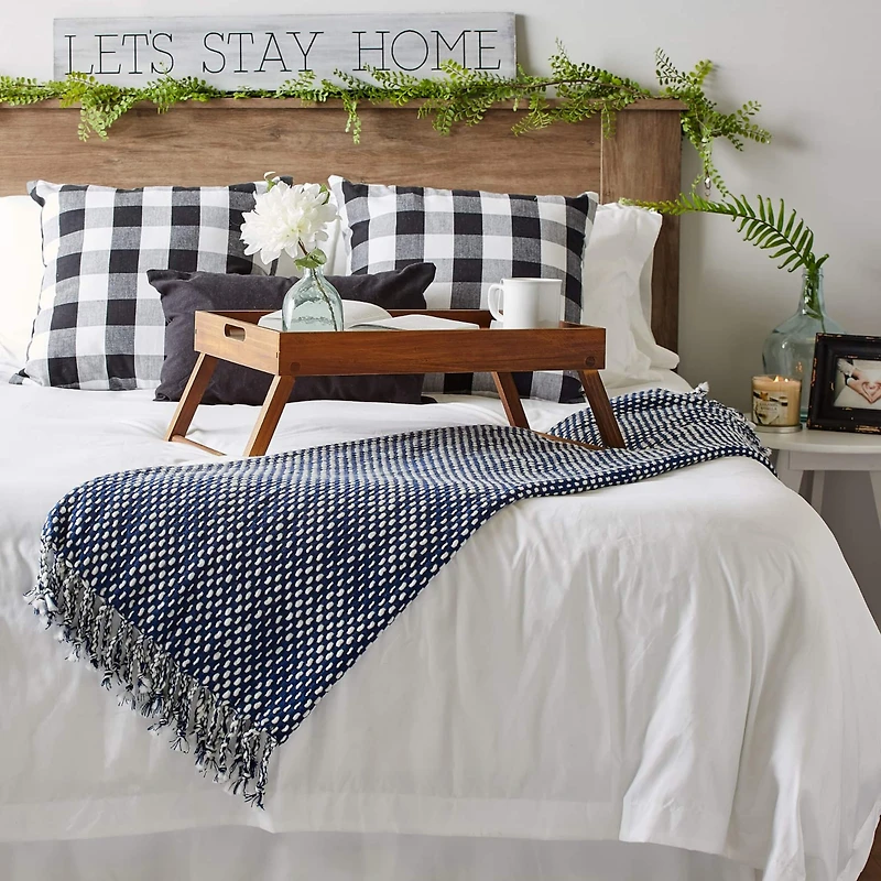 DII® Navy & White Textured Acrylic Throw