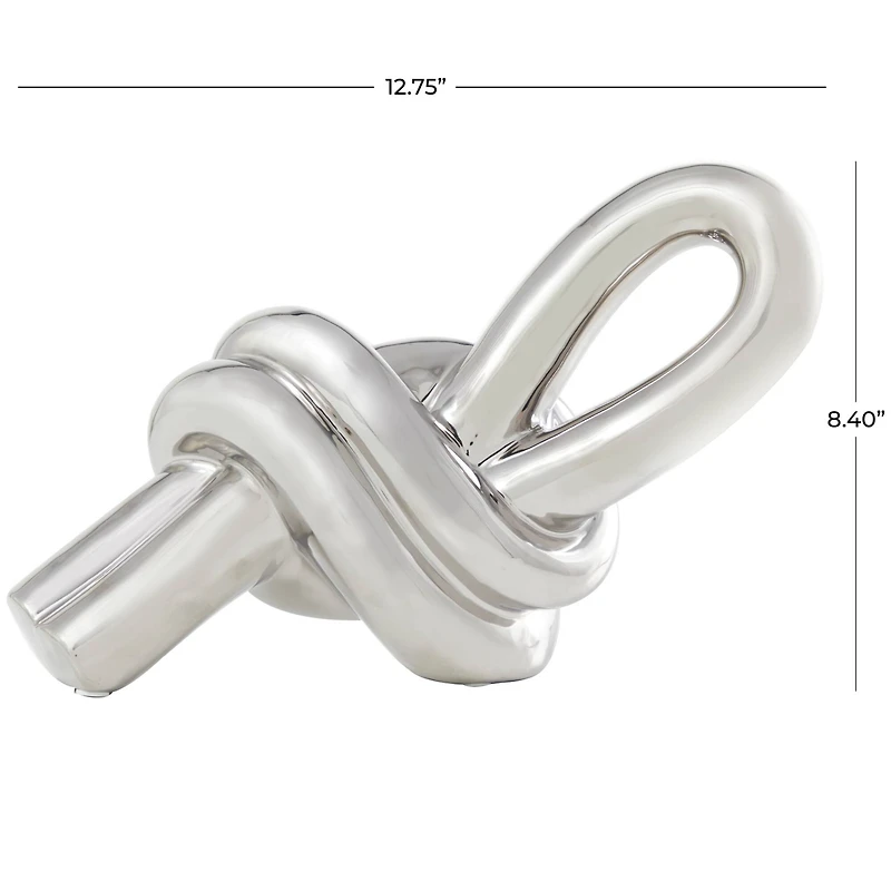 12.75" Silver Ceramic Knot Tabletop Sculpture