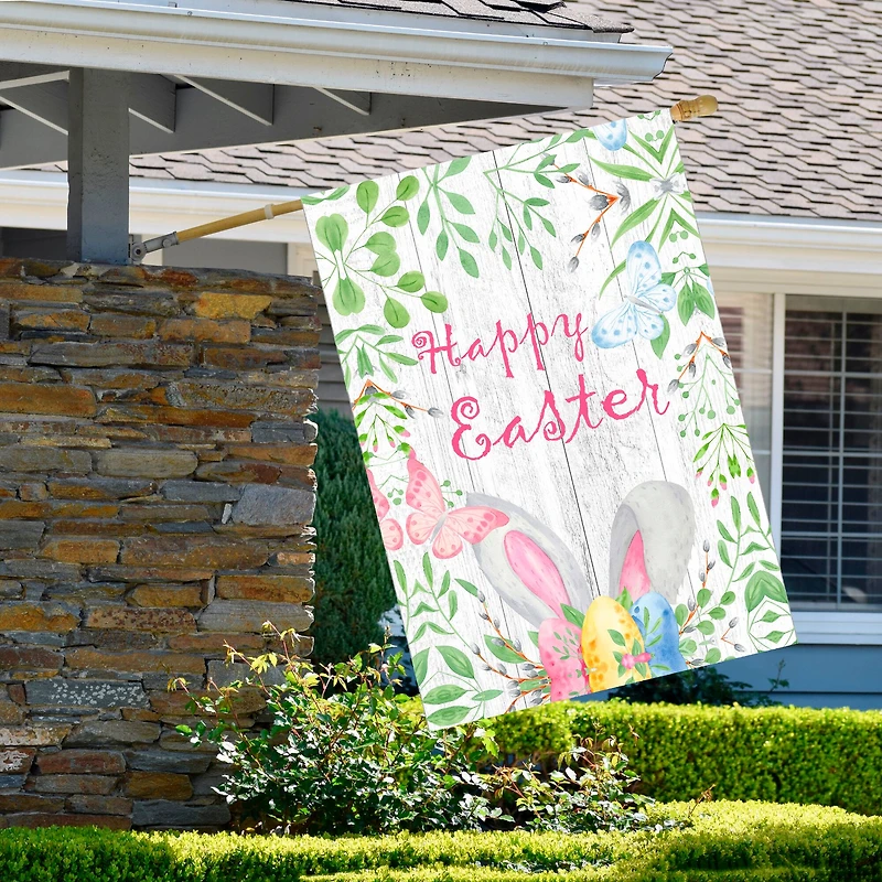 Happy Easter Bunny Ears Outdoor House Flag 28" x 40"