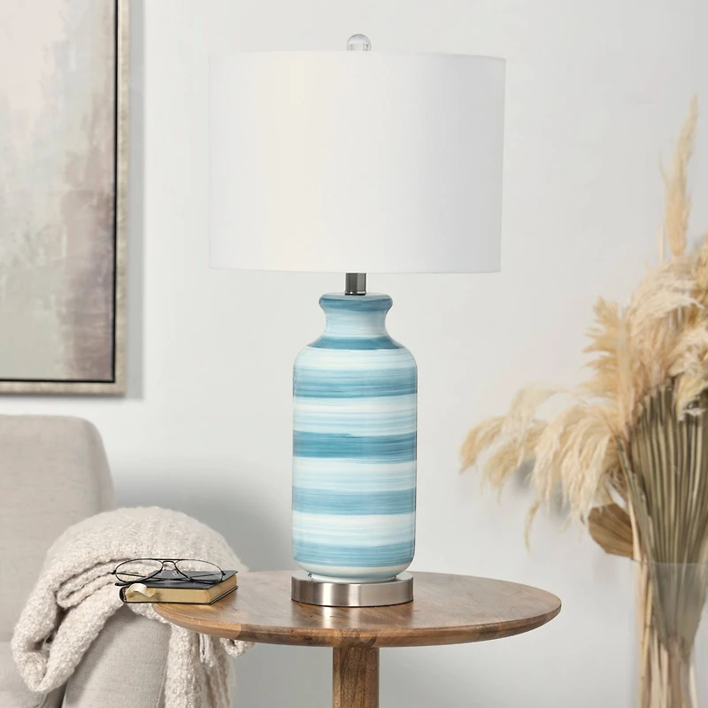 2ft. Contemporary Blue Glass Accent Lamp