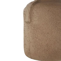 15.5" Brown Paper Mache Abstract Distressed Textured Vase with Geometric Handle