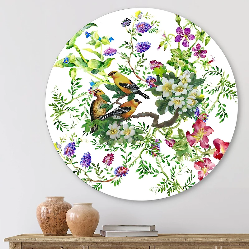 Designart - Tropical Birds With On Blooming Tree