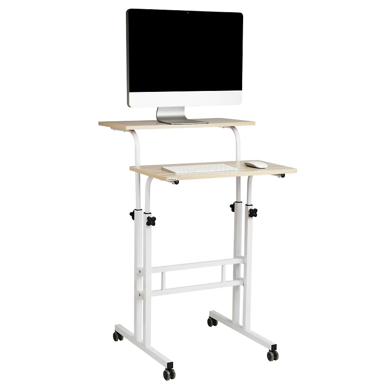 Mind Reader Woodland Collection White Adjustable Mobile Sit & Stand Laptop Desk