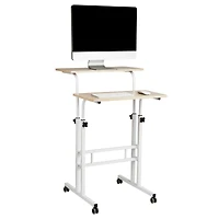 Mind Reader Woodland Collection White Adjustable Mobile Sit & Stand Laptop Desk