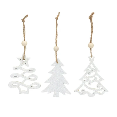 9 Pack 3" Glittery White Tree Ornaments