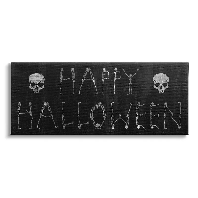 Stupell Industries Happy Halloween Skeleton Letters Canvas Wall Art