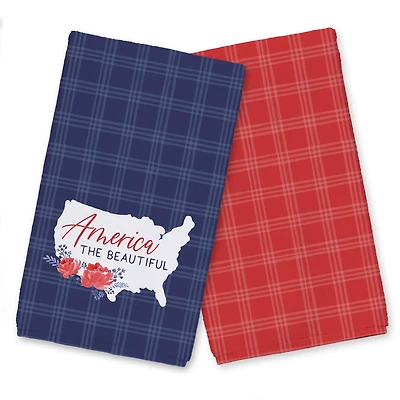 America the Beautiful Plaid Tea Towel Set