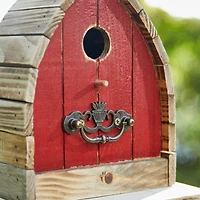 Glitzhome® 8.5" Washed Red Distressed Wood Birdhouse