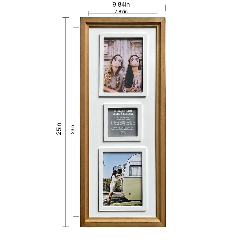 3 Opening Natural Woodgrain Collage Frame with Raised Mat by Studio Décor®