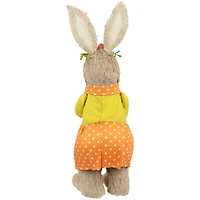 15" Orange & Green Standing Girl Rabbit with Easter Egg Figure