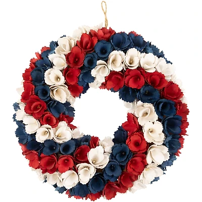 14.5" Americana Artificial Floral Wooden Wreath