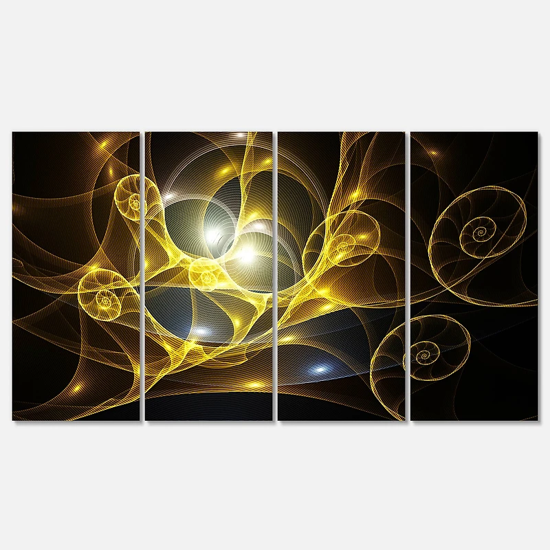 Designart - Golden Curly Spiral on Black