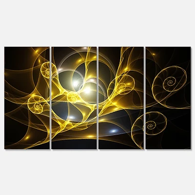 Designart - Golden Curly Spiral on Black