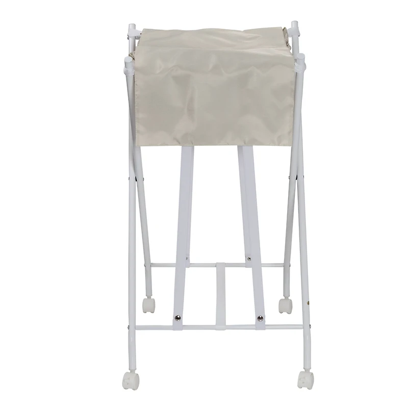 Honey Can Do White/Natural Single Bounce Back Hamper with Wheels and Lid