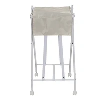 Honey Can Do White/Natural Single Bounce Back Hamper with Wheels and Lid