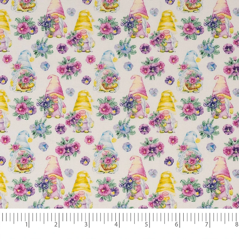 SINGER Gnomes & Morning Glory Cotton Fabric