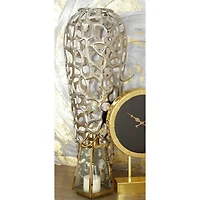33" Silver Aluminum Contemporary Vase