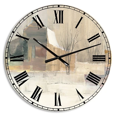 Designart Winter on the Farm House Farmhouse Wall Clock