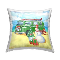Stupell Industries Coastal Snowman Christmas Beach Throw Pillow