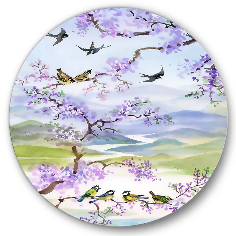 Designart - Birds On Cherry Branch