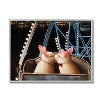 Stupell Industries Rabbit Couple Romantic Ferris Wheel Kiss in Gray Frame Wall Art