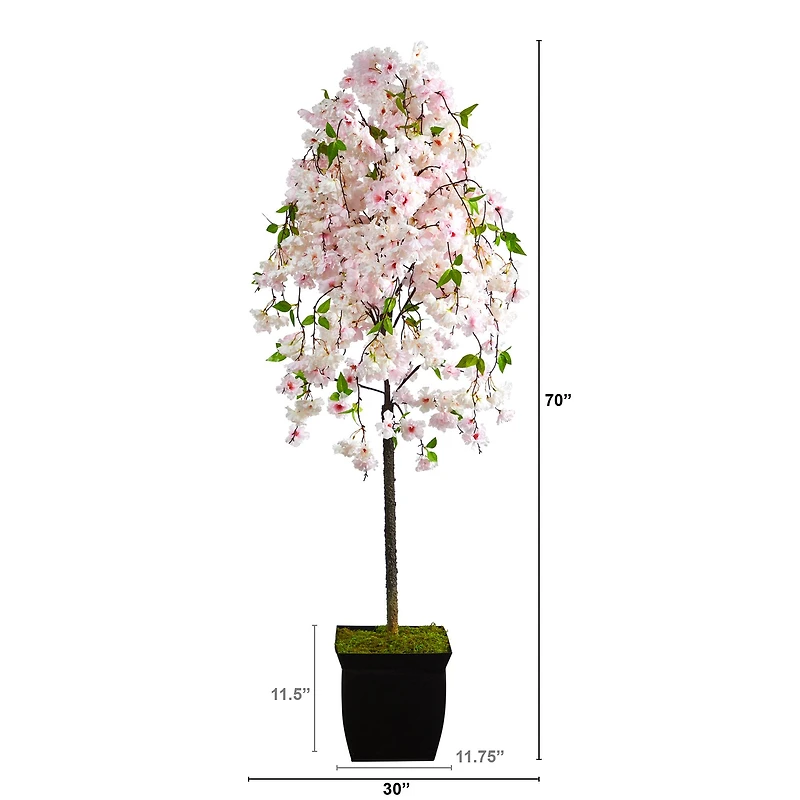 6ft. Cherry Blossom Artificial Tree in Black Metal Planter