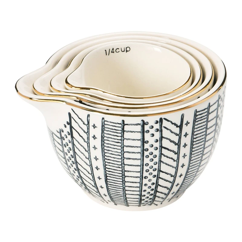 Hello Honey® Black & White Stoneware Measuring Cups Set, 4ct.