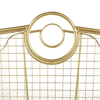 20" Gold Metal Storage Basket with Curved Sides & Ring Handles